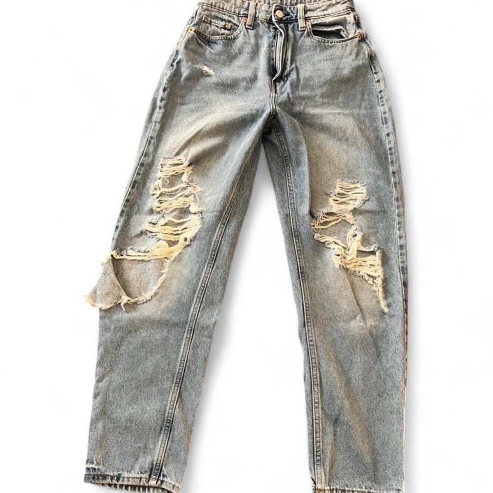H&M Loose Mom Jeans with Distressed Details